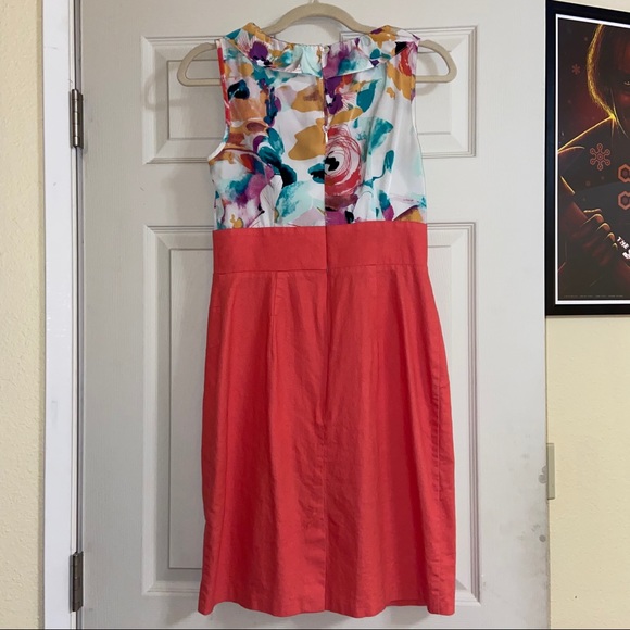 Multi-Color Pencil Dress w/ Ruffle - Picture 3 of 4